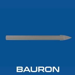 Bauron glas- en tegelboor weergegeven vanaf de zijkant met puntige hardmetalen speerpunt